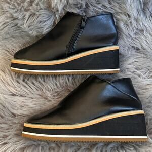 Black Vegan Leather Wedge Booties - NWOB